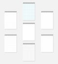 Blank white and variously lined top spiral A4 notepads - mock-up set
