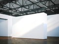 Blank white wall in modern museum. 3d rendering