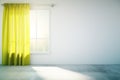 Blank white wall yellow curtain Royalty Free Stock Photo