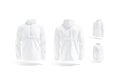 Blank white windbreaker mockup, different views set