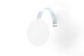 Blank white wobbler hang on wall mock up, clipping path Royalty Free Stock Photo