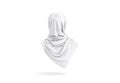 Blank white woman muslim hijab mockup, back view