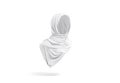 Blank white woman muslim hijab mockup, half-turned view