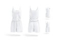 Blank white women romper mockup, different views