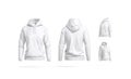 Blank white women sport hoodie mockup, different views