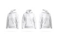 Blank white women sport hoodie mockup, front and side view