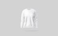 Blank white women sport sweatshirt mock up, gray background