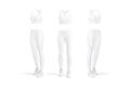 Blank white women sport uniform mockup, front and side view