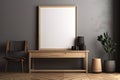 Blank white wooden photo frame mockup, modern room interior, living room design Royalty Free Stock Photo