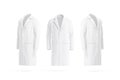 Blank white wool coat mockup, front and side view