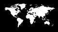 Blank white world map on black background. World map v