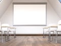 Blank whiteboard in classroom interior Royalty Free Stock Photo