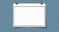 Blank Whiteboard Hanging on Blue Wall in Modern Office Setting Royalty Free Stock Photo