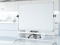 Blank whiteboard in modern laboratory interior. 3d rendering