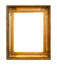 Blank wide carved old golden wooden picture frame Royalty Free Stock Photo