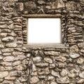 Blank window on rock wall