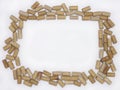 Blank Wine Corks Creating a Frame Against a White Background Royalty Free Stock Photo