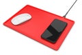 Blank Wireless Charging Mouse Pad with computer mouse for branding or design presentation. 3d render illustration.