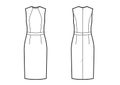 Blank women bodycon vector design sleeveless. Back and front. Royalty Free Stock Photo