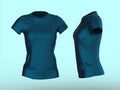 blank women T-shirt template isolated 3d render.Promo girls uniform mockup. render