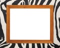 Blank wood frame on zebra texture Royalty Free Stock Photo