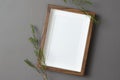 Blank wooden artwork frame mockup