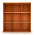 Blank wooden bookshelf