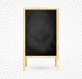 Blank wooden frame blackboard, Isolated chalkboard menu. A-frame black board for cafe and restaurant. Background Royalty Free Stock Photo