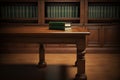 blank wooden library table Royalty Free Stock Photo