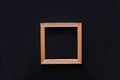 Blank wooden photo frame, cutout on black background Royalty Free Stock Photo