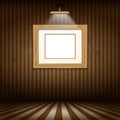 Wooden picture frame in grunge interior Royalty Free Stock Photo