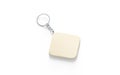 Blank wooden rhombus tag on chain mockup, side view