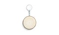 Blank wooden round tag on chain mockup, top view