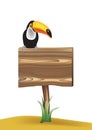 Blank Wooden Sign with Toucan