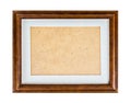 Blank wooden vintage photo frame isolated on white Royalty Free Stock Photo