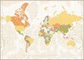 Blank World Map retro color with lakes and rivers Royalty Free Stock Photo