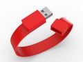 Blank Wristband USB Flash Drive Promotional USB. 3d render illustration.