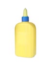 Blank yellow bottle of glue isolated on white Royalty Free Stock Photo