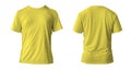 Blank yellow clean t-shirt mockup, isolated, front view. Empty tshirt model mock up. Clear fabric cloth for football or style Royalty Free Stock Photo