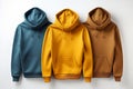 Blank yellow hoodie sweatshirt long sleeve, men hoody with hood for your design mockup for print, isolated on white background Royalty Free Stock Photo