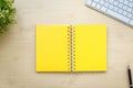 Blank yellow pages open book minimal style.