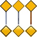 Blank yellow rhombus road signs