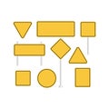 Blank Yellow Road Sign Vector Set, Blank traffic road sign set Royalty Free Stock Photo