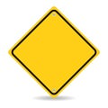 Blank yellow road sign on white background Royalty Free Stock Photo