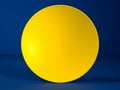 Blank yellow round disk or sign over blue background. Place your text or advertisemnt on copy space. Perfect background Royalty Free Stock Photo