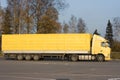 Blank yellow semi tractor trailer truck