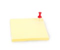 Blank yellow sticky note with red push pin Royalty Free Stock Photo