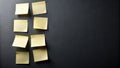 Blank yellow sticky notes arranged on a dark surface, providing ample space for your message or reminders. Generative AI Royalty Free Stock Photo