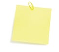 Blank Yellow To-Do List, Post-It Style Sticker Copy Space, Paperclip, Large Detailed Isolated Closeup Royalty Free Stock Photo