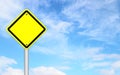 Blank yellow traffic sign with blue sky Royalty Free Stock Photo